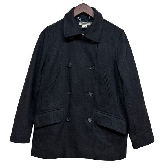 J.Crew Wool Peacoat Petite Small Black Double Breasted Classic Coat. - Picture 2 of 5